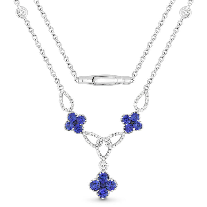 Beautiful Hand Crafted 18K White Gold  Sapphire And Diamond Arianna Collection Necklace