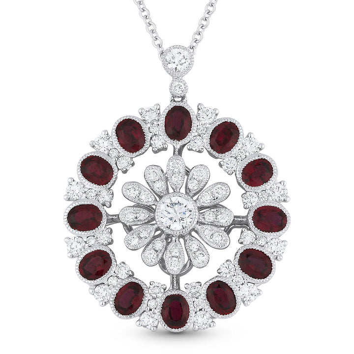Beautiful Hand Crafted 18K White Gold  Ruby And Diamond Arianna Collection Pendant