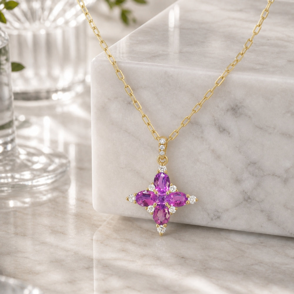 N1262 - 14K Yellow Gold Flower Pendant