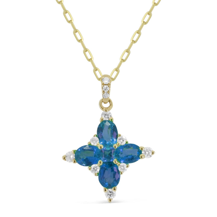 Beautiful Hand Crafted 14K Yellow Gold 4X3MM Sapphire And Diamond Arianna Collection Pendant