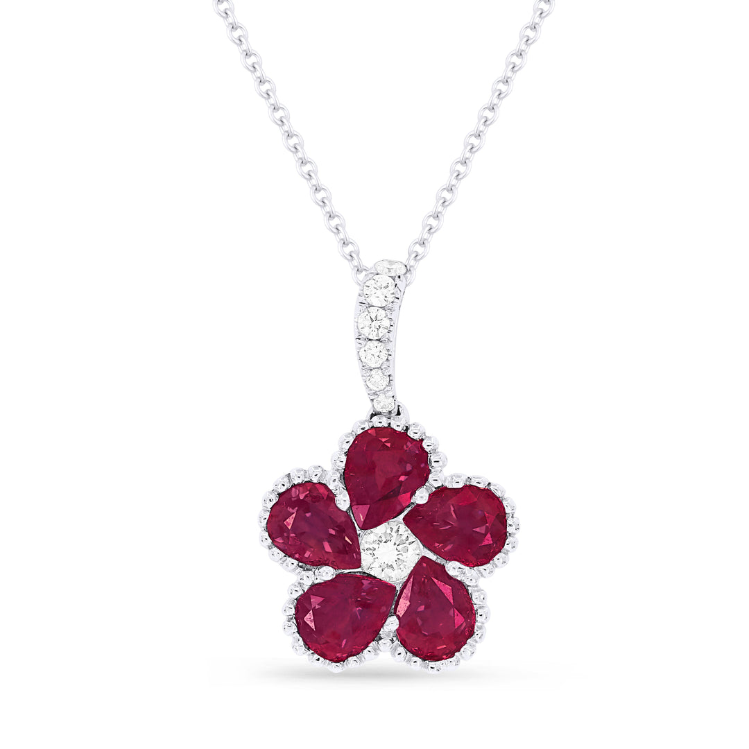 Beautiful Hand Crafted 18K White Gold  Ruby And Diamond Arianna Collection Pendant