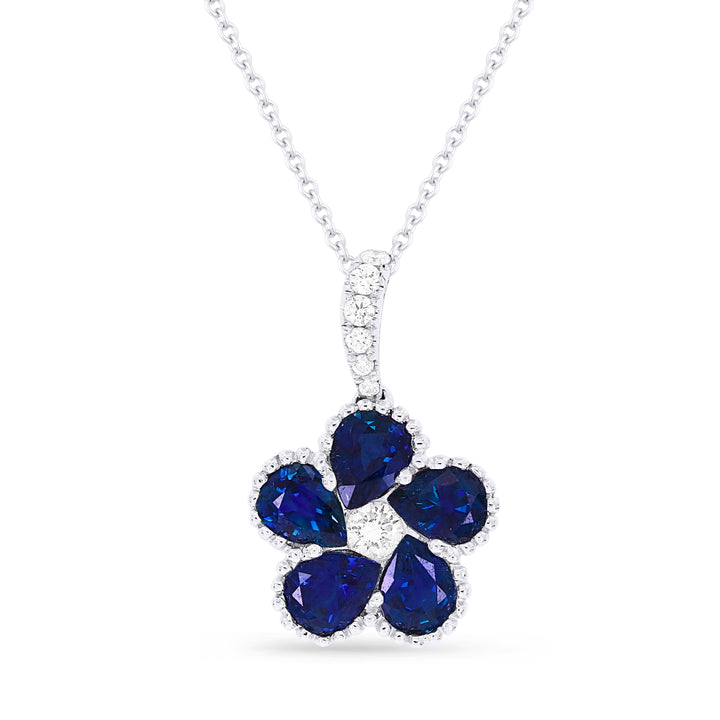 Beautiful Hand Crafted 18K White Gold  Sapphire And Diamond Arianna Collection Pendant