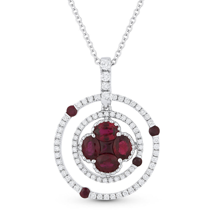 Beautiful Hand Crafted 18K White Gold  Ruby And Diamond Arianna Collection Pendant