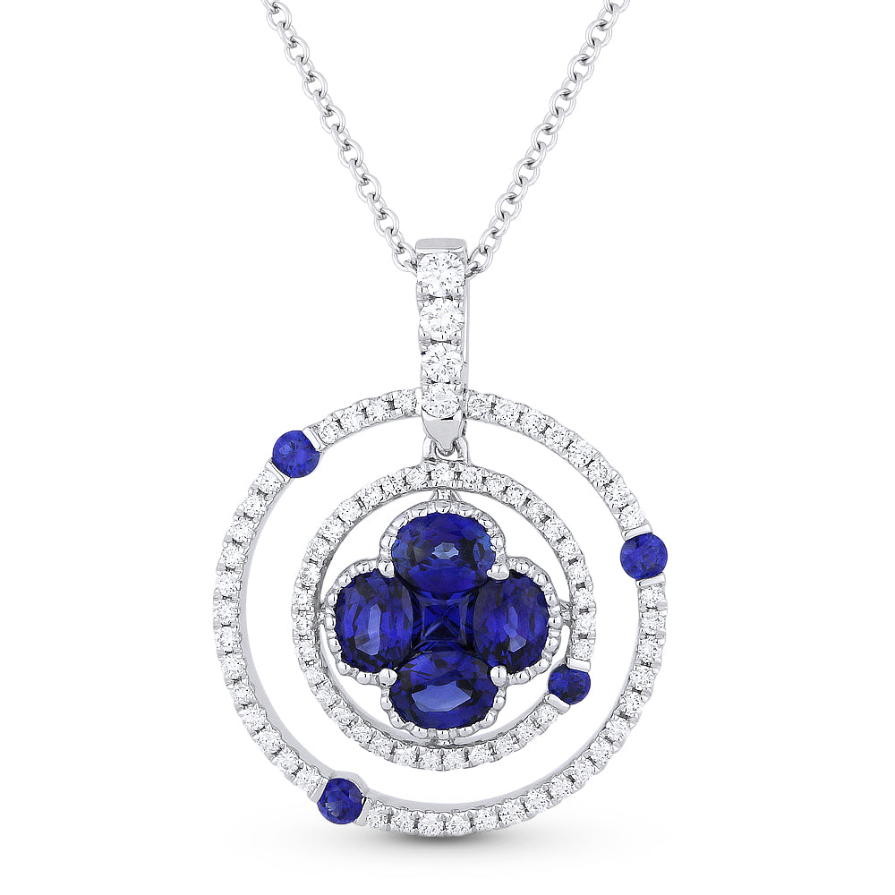 Beautiful Hand Crafted 18K White Gold  Sapphire And Diamond Arianna Collection Pendant