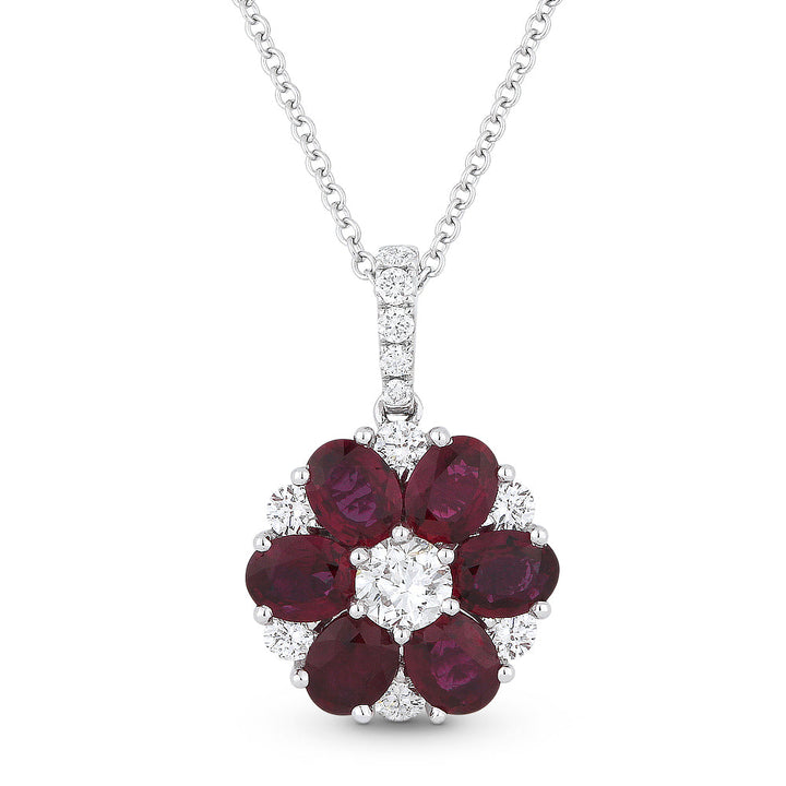 Beautiful Hand Crafted 18K White Gold  Ruby And Diamond Arianna Collection Pendant