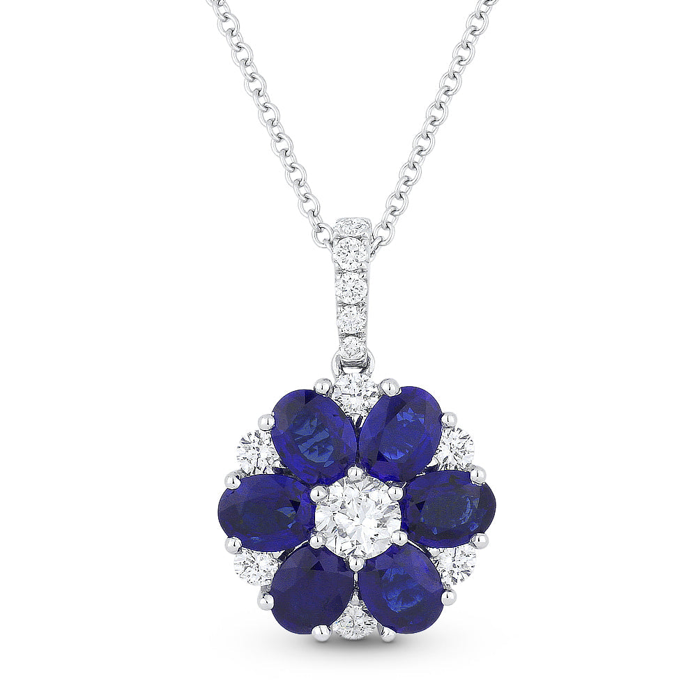 Beautiful Hand Crafted 18K White Gold  Sapphire And Diamond Arianna Collection Pendant