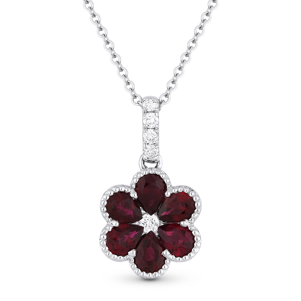 Beautiful Hand Crafted 18K White Gold  Ruby And Diamond Arianna Collection Pendant