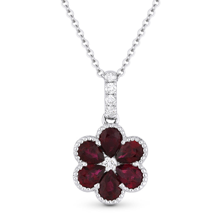 Beautiful Hand Crafted 18K White Gold  Ruby And Diamond Arianna Collection Pendant