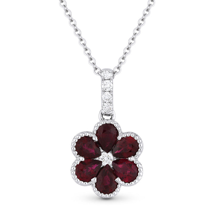 Beautiful Hand Crafted 18K White Gold  Ruby And Diamond Arianna Collection Pendant