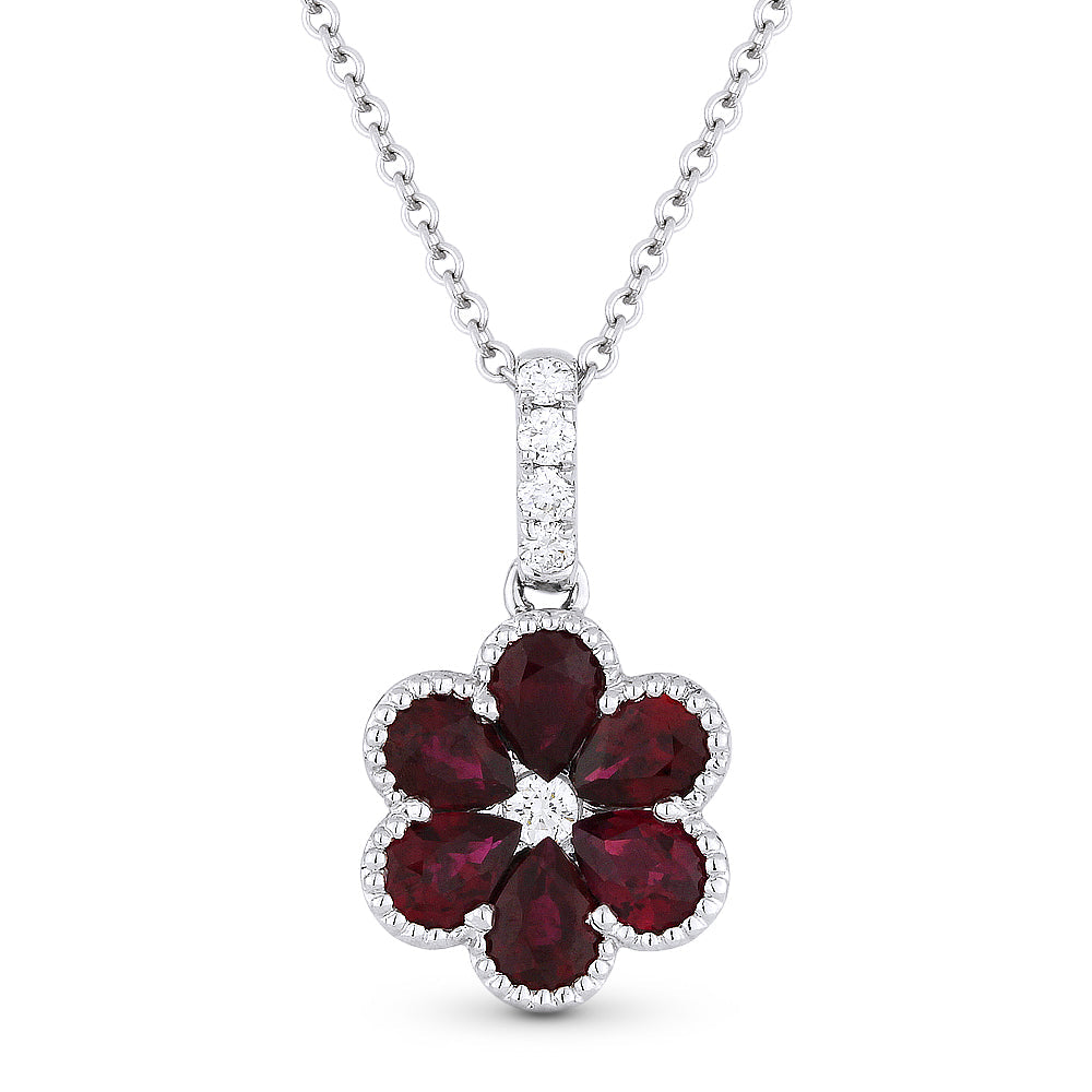 Beautiful Hand Crafted 18K White Gold  Ruby And Diamond Arianna Collection Pendant