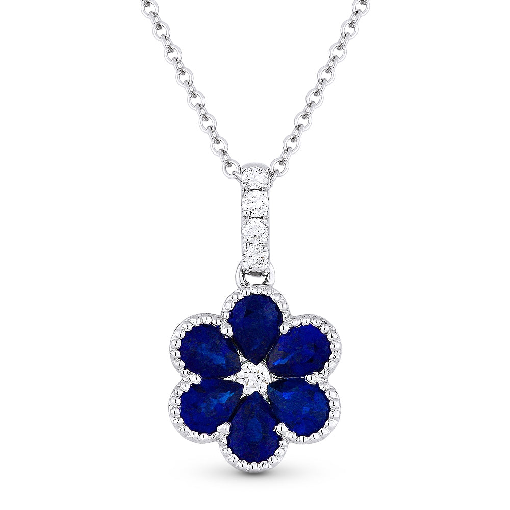 Beautiful Hand Crafted 18K White Gold  Sapphire And Diamond Arianna Collection Pendant