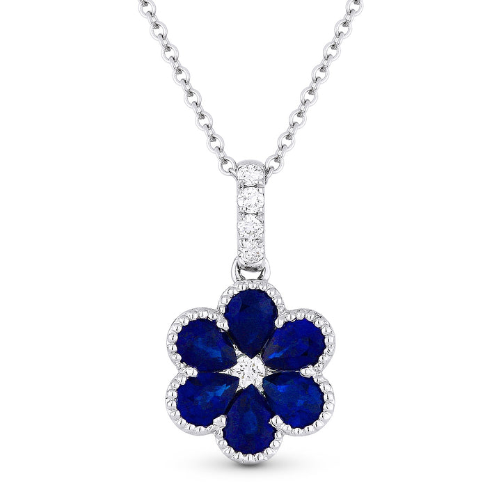 Beautiful Hand Crafted 18K White Gold  Sapphire And Diamond Arianna Collection Pendant