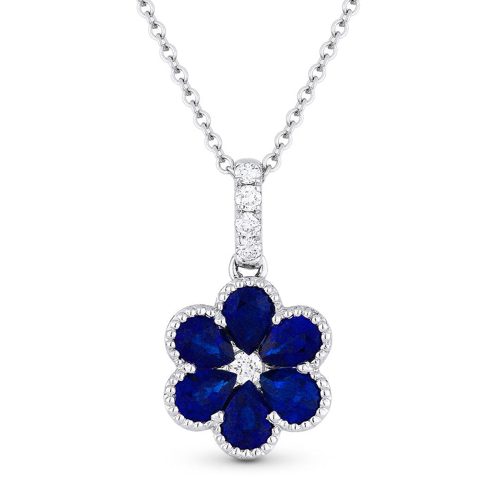 Beautiful Hand Crafted 18K White Gold  Sapphire And Diamond Arianna Collection Pendant