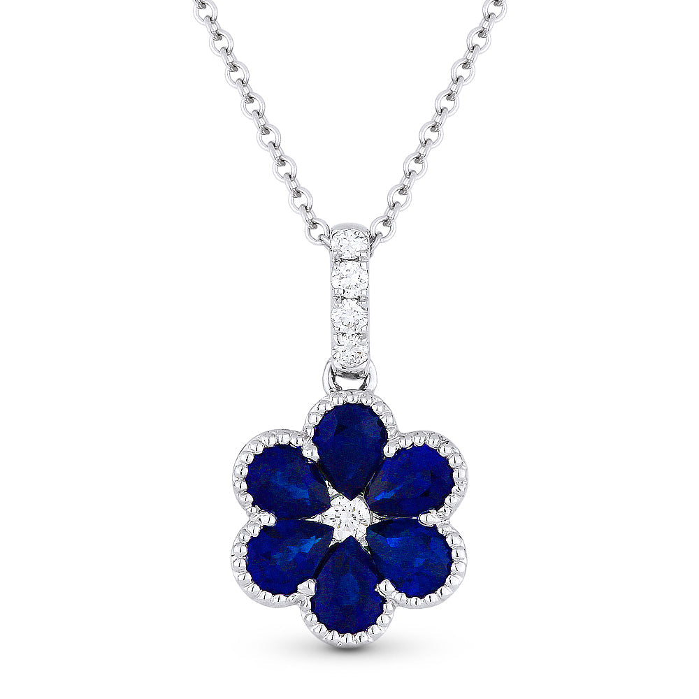 Beautiful Hand Crafted 18K White Gold  Sapphire And Diamond Arianna Collection Pendant