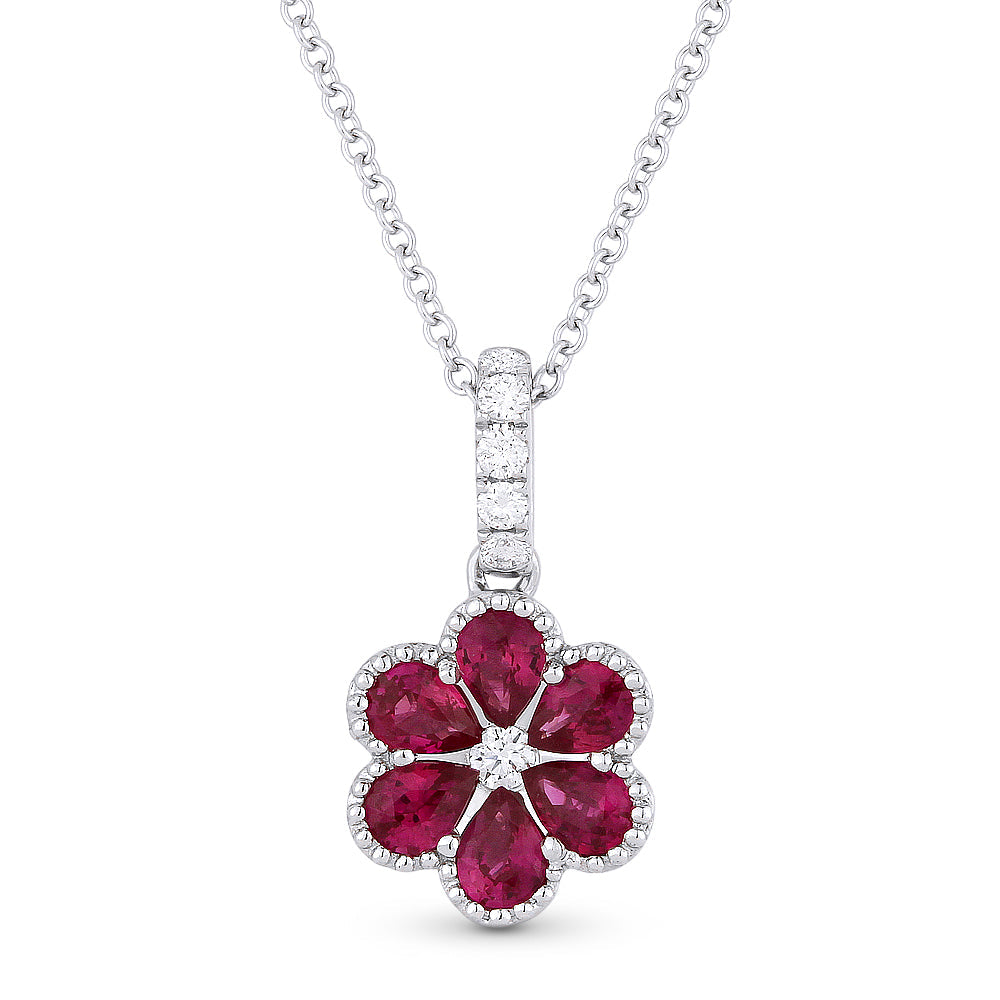 Beautiful Hand Crafted 18K White Gold  Ruby And Diamond Arianna Collection Pendant