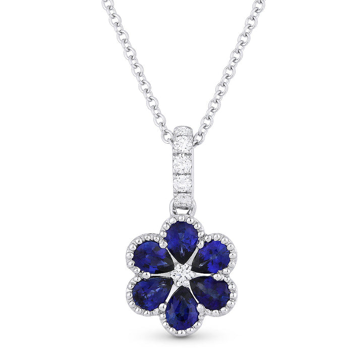 Beautiful Hand Crafted 18K White Gold  Sapphire And Diamond Arianna Collection Pendant