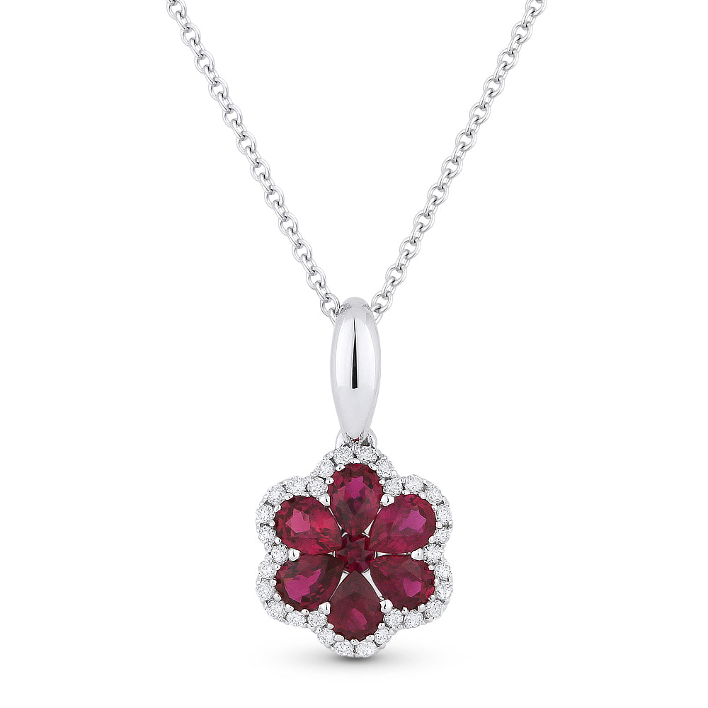 Beautiful Hand Crafted 18K White Gold  Ruby And Diamond Arianna Collection Pendant