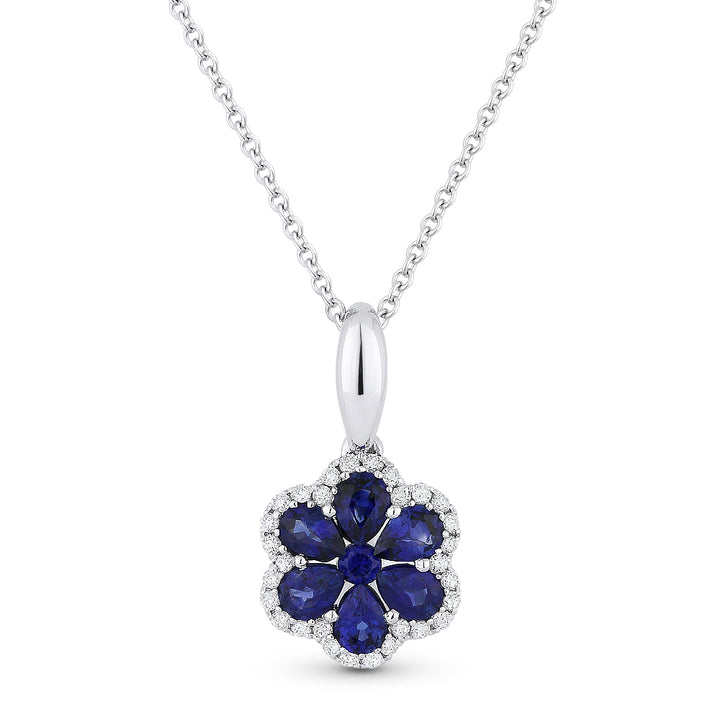 Beautiful Hand Crafted 18K White Gold  Sapphire And Diamond Arianna Collection Pendant
