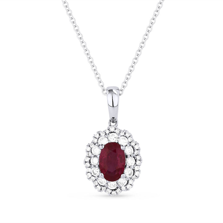 Beautiful Hand Crafted 14K White Gold  Ruby And Diamond Arianna Collection Pendant