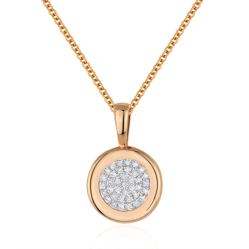 Beautiful Hand Crafted 14K Rose Gold White Diamond Milano Collection Pendant