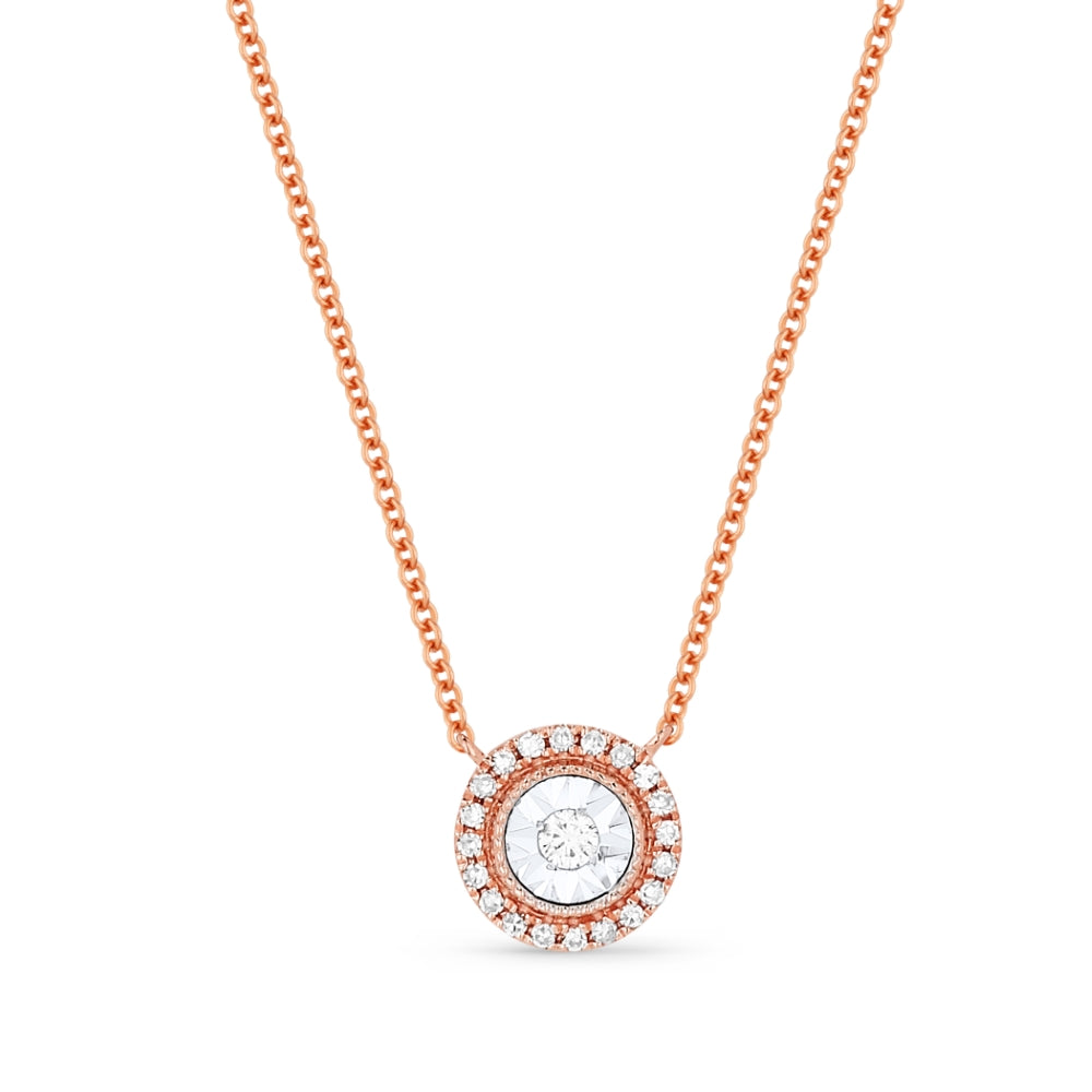 Beautiful Hand Crafted 14K Rose Gold White Diamond Lumina Collection Pendant