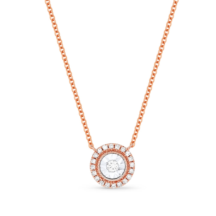 Beautiful Hand Crafted 14K Rose Gold White Diamond Lumina Collection Pendant