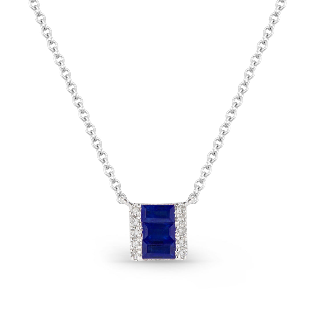 Beautiful Hand Crafted 14K White Gold  Sapphire And Diamond Arianna Collection Necklace