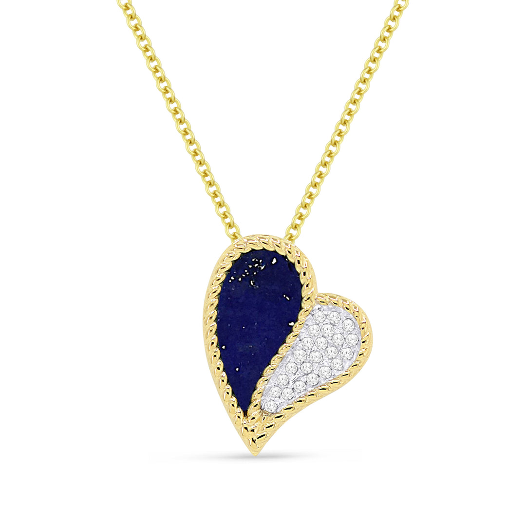 Beautiful Hand Crafted 14K Yellow Gold  Lapis Lazuli And Diamond Milano Collection Pendant