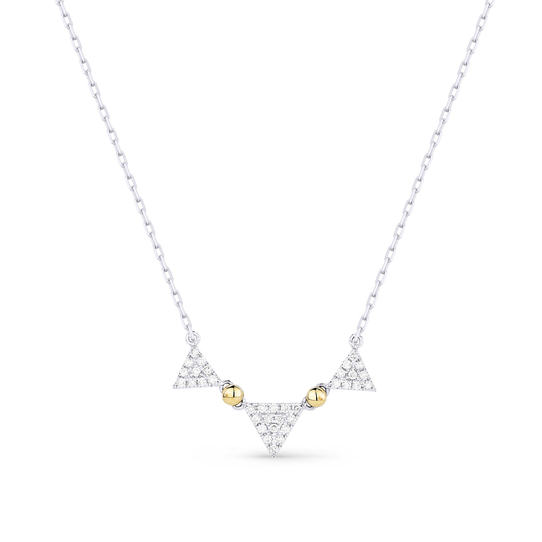 Beautiful Hand Crafted 14K Two Tone Gold White Diamond Milano Collection Necklace