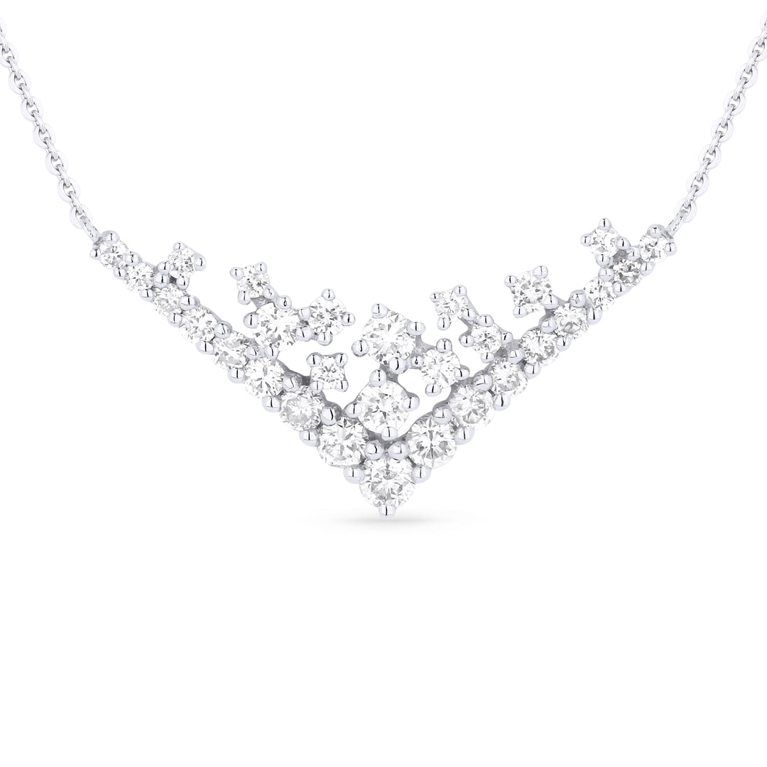 Beautiful Hand Crafted 14K White Gold White Diamond Milano Collection Necklace