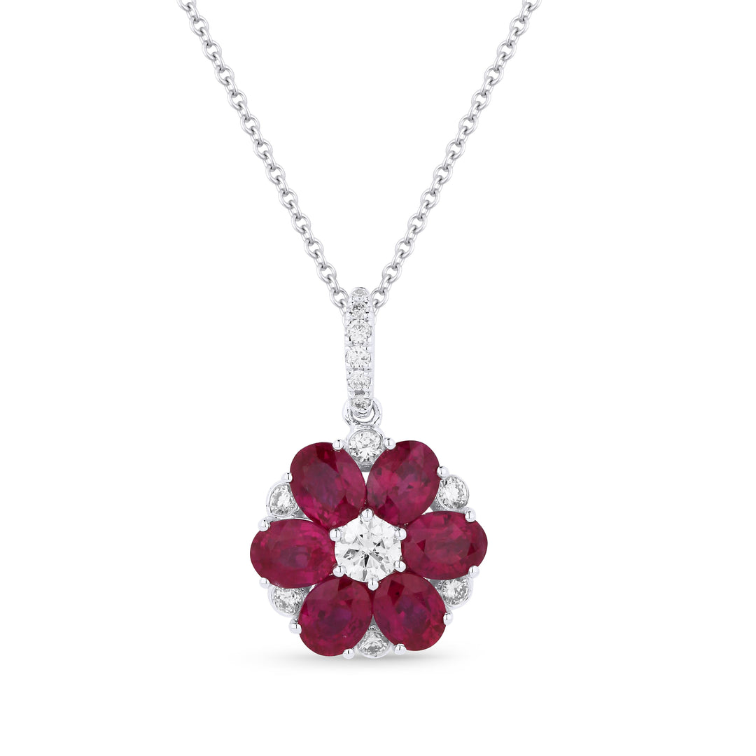 Beautiful Hand Crafted 18K White Gold  Ruby And Diamond Arianna Collection Pendant