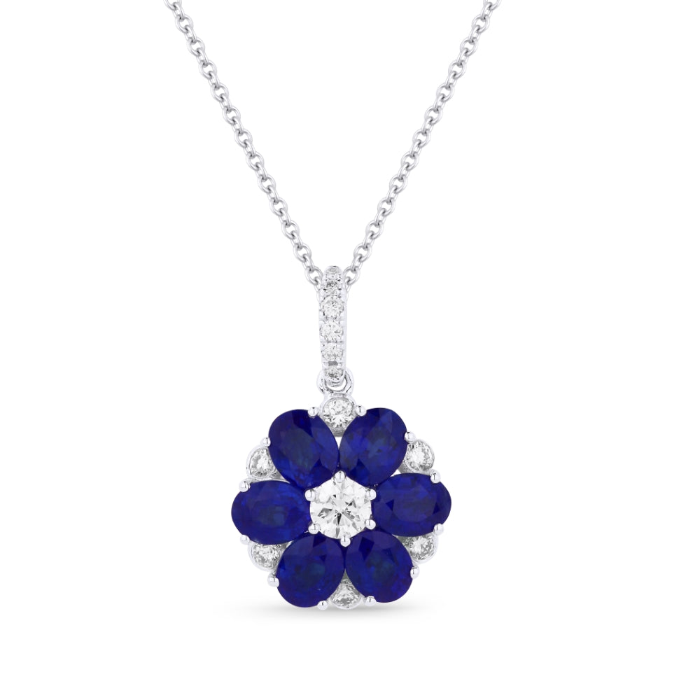 Beautiful Hand Crafted 18K White Gold  Sapphire And Diamond Arianna Collection Pendant