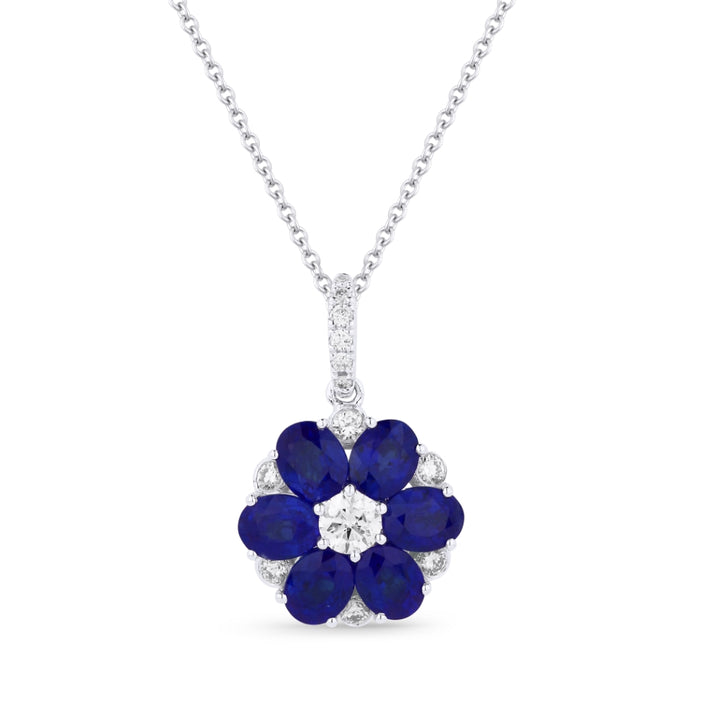 Beautiful Hand Crafted 18K White Gold  Sapphire And Diamond Arianna Collection Pendant