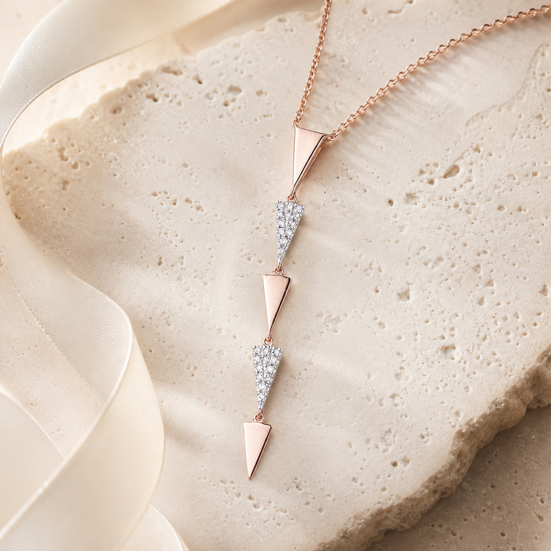 N1320 - 14K Two Tone Gold Diamond Honeycomb Necklace