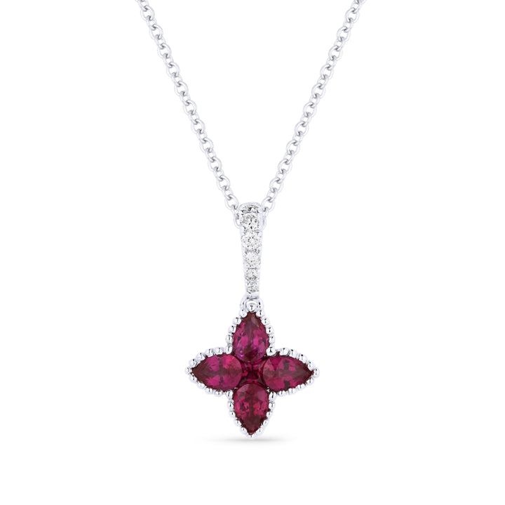 Beautiful Hand Crafted 18K White Gold  Ruby And Diamond Arianna Collection Pendant