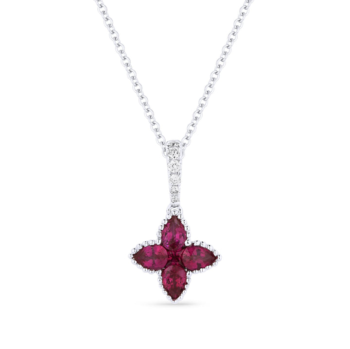 Beautiful Hand Crafted 18K White Gold  Ruby And Diamond Arianna Collection Pendant