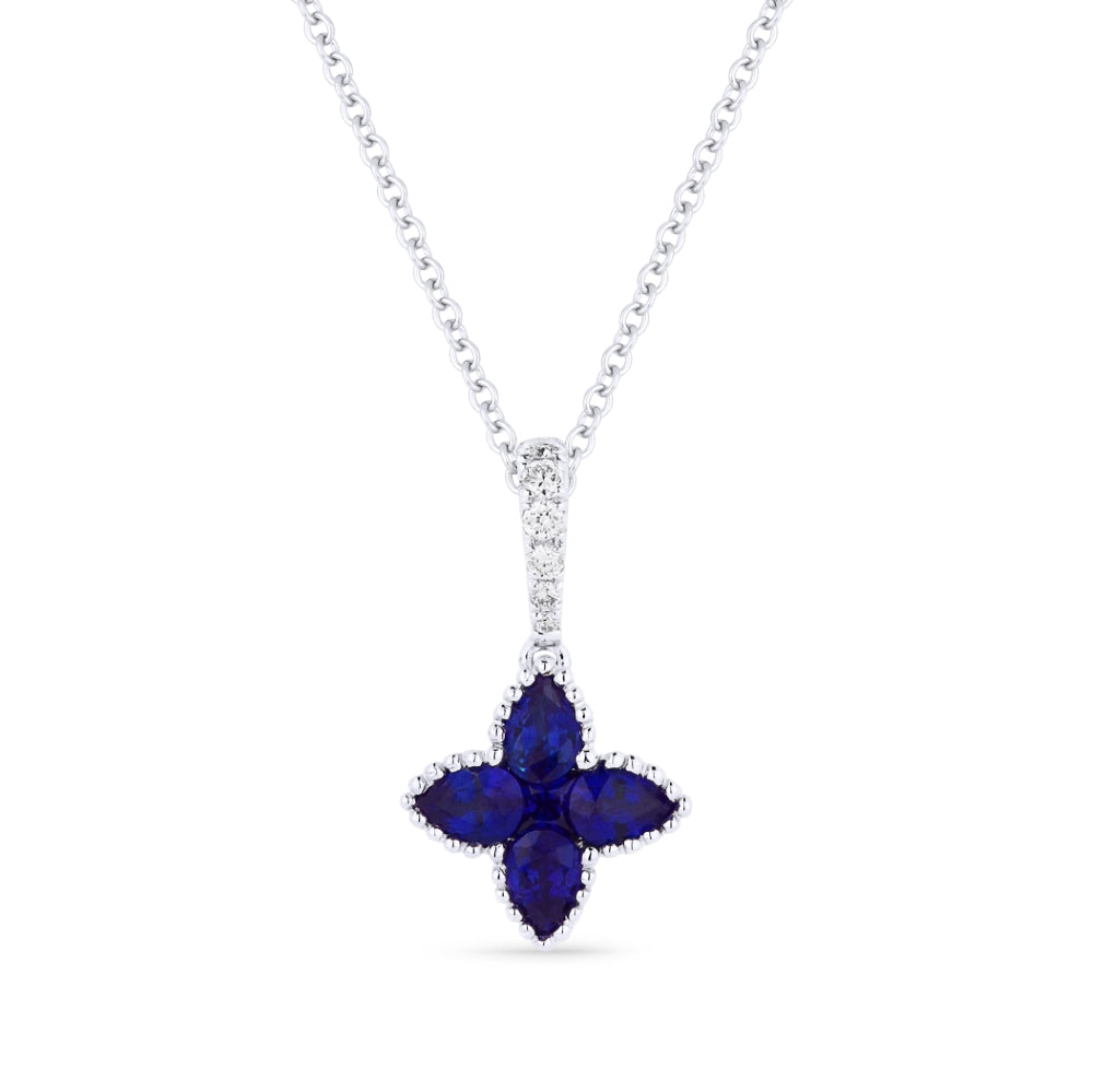 Beautiful Hand Crafted 18K White Gold  Sapphire And Diamond Arianna Collection Pendant
