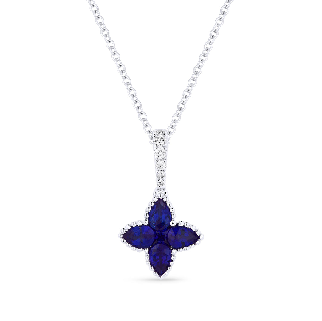 Beautiful Hand Crafted 18K White Gold  Sapphire And Diamond Arianna Collection Pendant