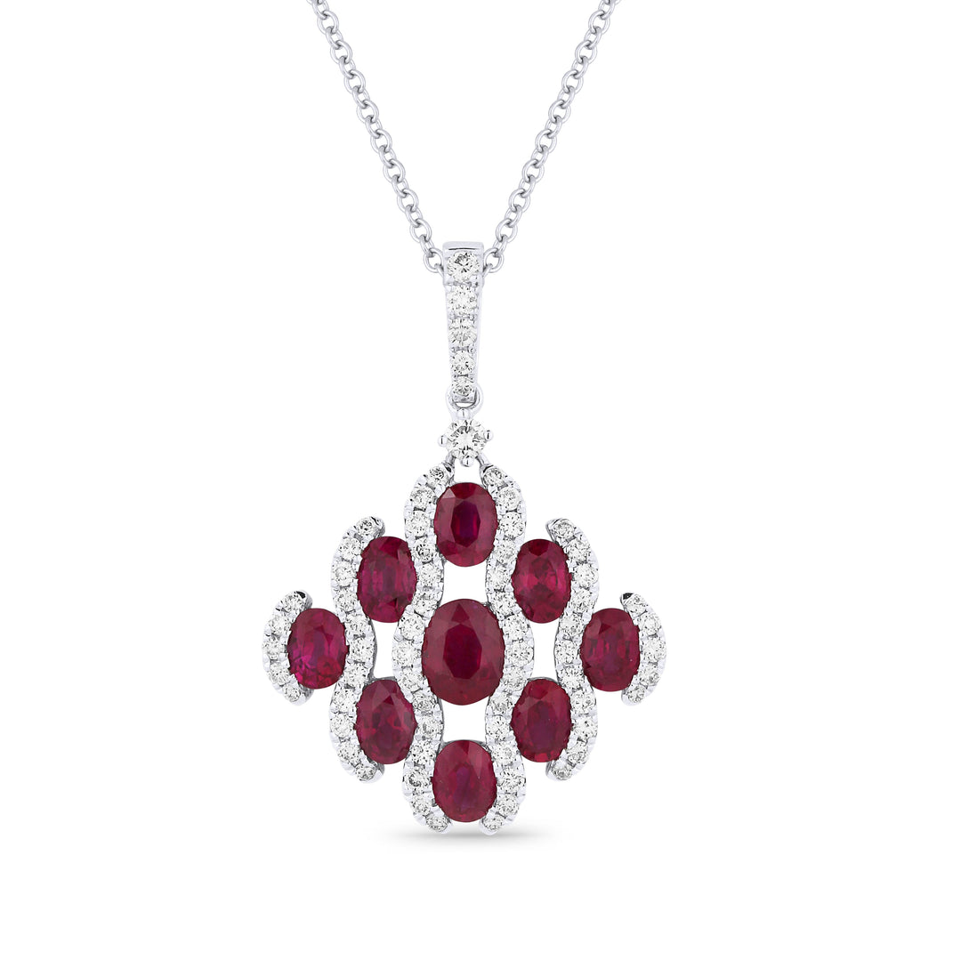 Beautiful Hand Crafted 18K White Gold  Ruby And Diamond Arianna Collection Pendant