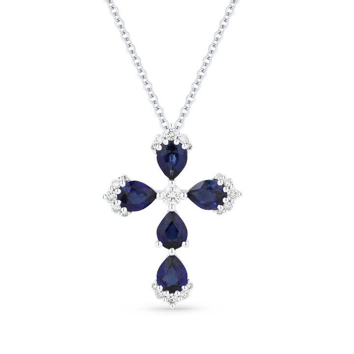 Beautiful Hand Crafted 18K White Gold  Sapphire And Diamond Arianna Collection Pendant