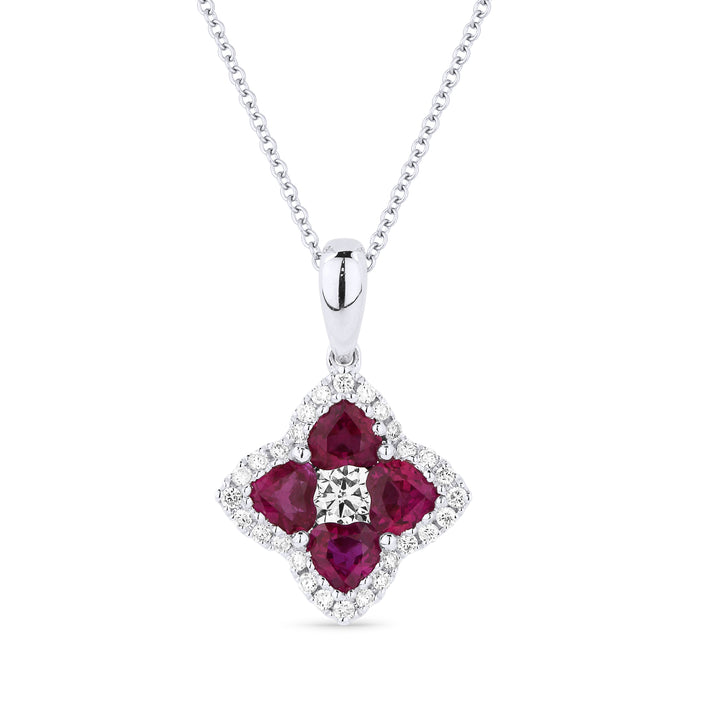 Beautiful Hand Crafted 18K White Gold  Ruby And Diamond Arianna Collection Pendant
