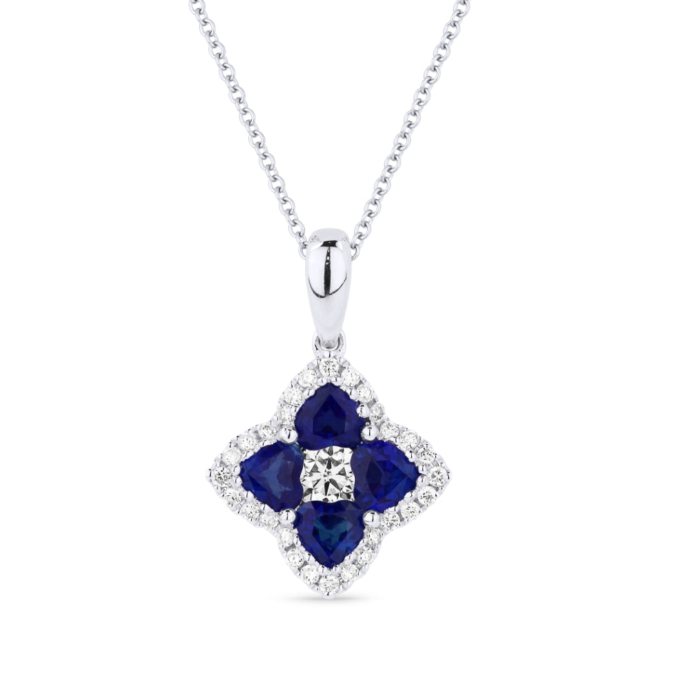 Beautiful Hand Crafted 18K White Gold  Sapphire And Diamond Arianna Collection Pendant