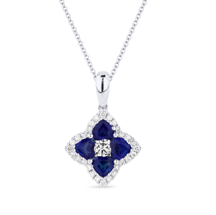 Beautiful Hand Crafted 18K White Gold  Sapphire And Diamond Arianna Collection Pendant