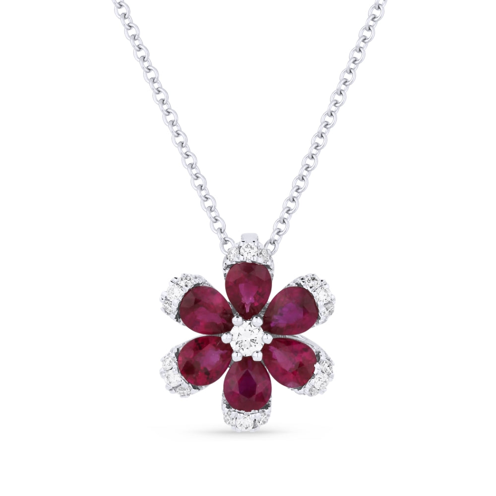 Beautiful Hand Crafted 18K White Gold  Ruby And Diamond Arianna Collection Pendant