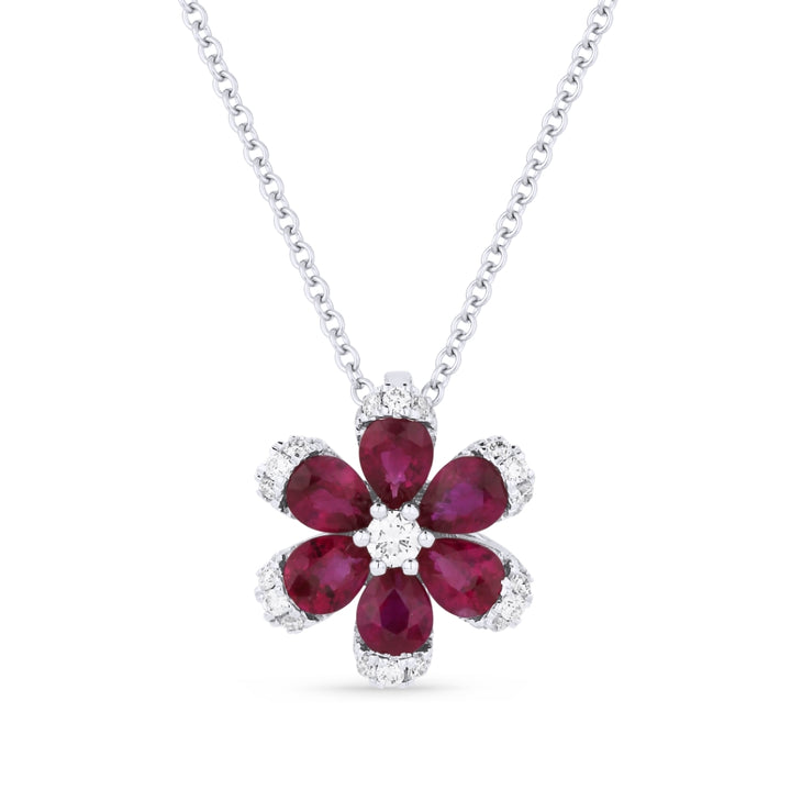 Beautiful Hand Crafted 18K White Gold  Ruby And Diamond Arianna Collection Pendant