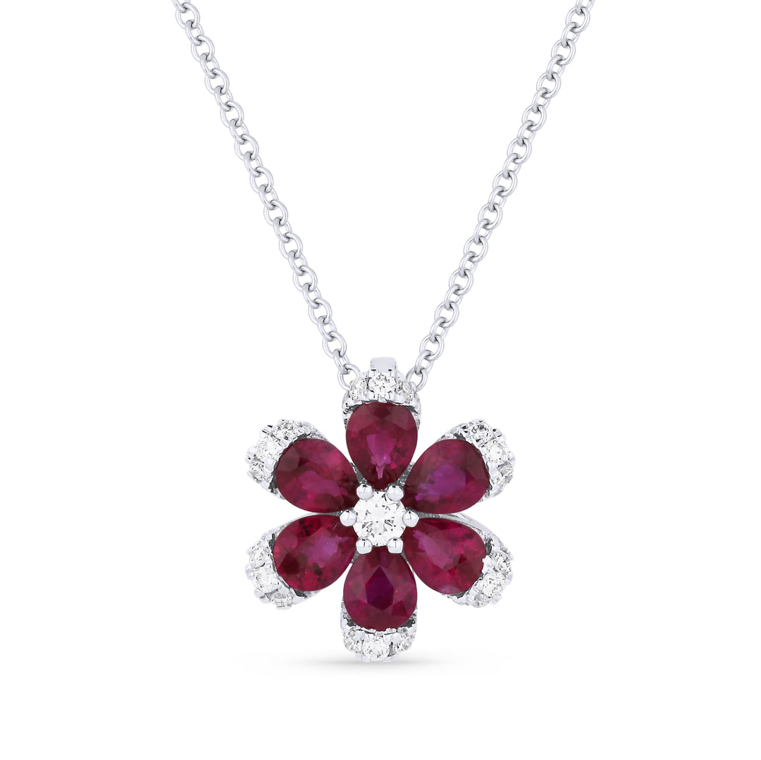 Beautiful Hand Crafted 18K White Gold  Ruby And Diamond Arianna Collection Pendant