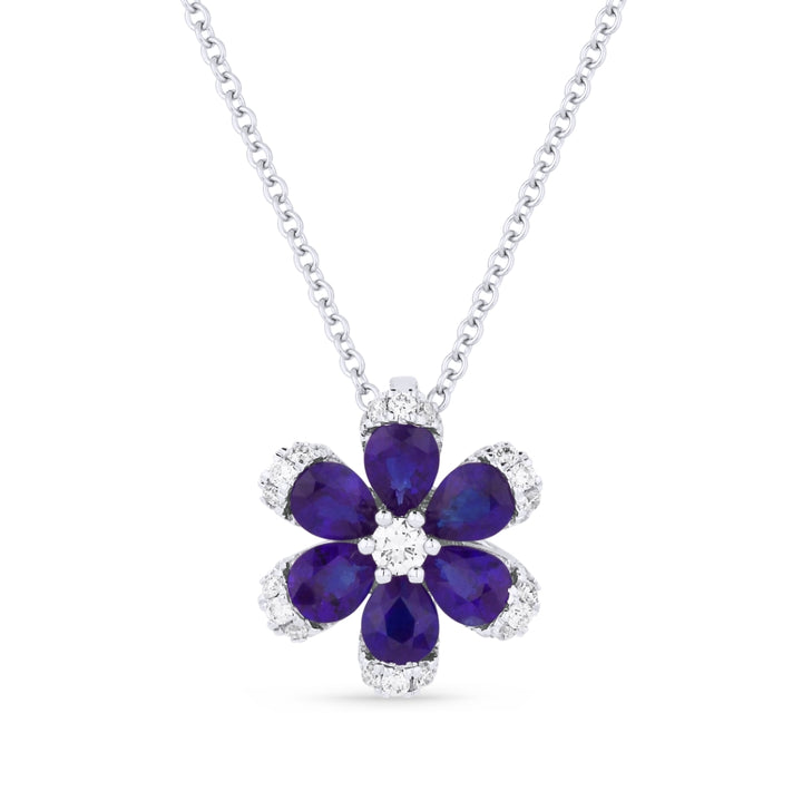 Beautiful Hand Crafted 18K White Gold  Sapphire And Diamond Arianna Collection Pendant