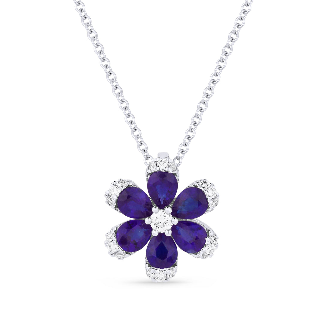 Beautiful Hand Crafted 18K White Gold  Sapphire And Diamond Arianna Collection Pendant