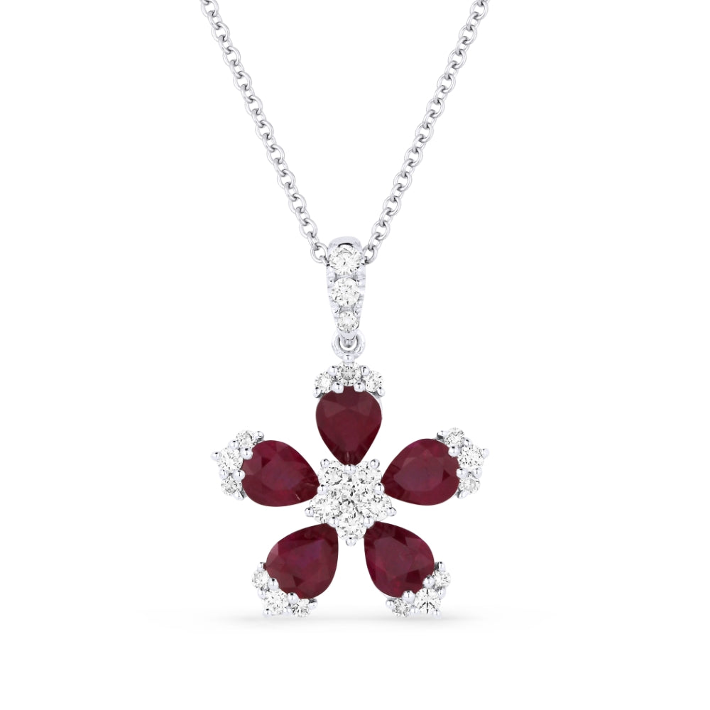 Beautiful Hand Crafted 18K White Gold  Ruby And Diamond Arianna Collection Pendant