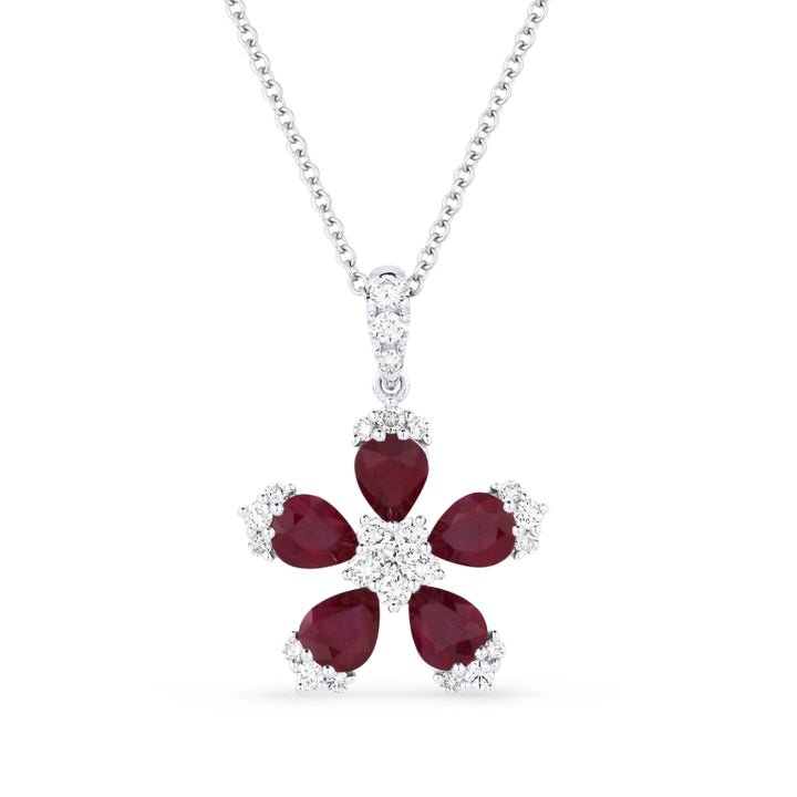 Beautiful Hand Crafted 18K White Gold  Ruby And Diamond Arianna Collection Pendant